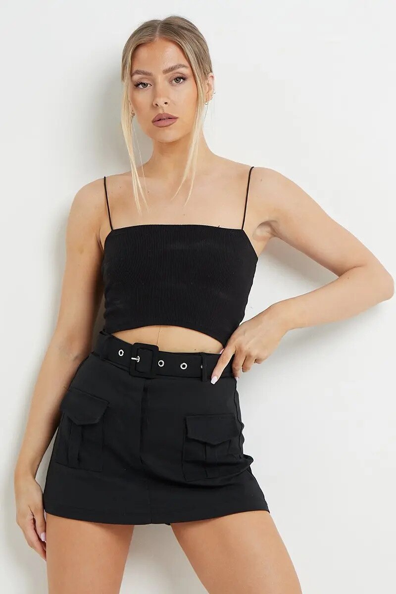 High Waist Mini Pocket Skirt